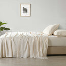 Royal Comfort Stripes Linen Blend Sheet Set Bedding Luxury Breathable Ultra Soft - King - Beige