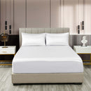 Royal Comfort Satin Sheet Set 3 Piece Fitted Sheet Pillowcase Soft  - King - White