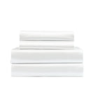 Royal Comfort Satin Sheet Set 4 Piece Fitted Flat Sheet Pillowcases  - King - White