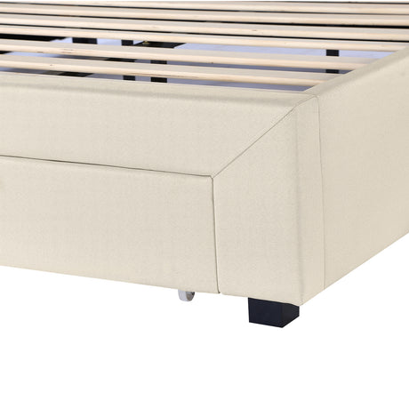 Milano Decor Palermo Bed Base with Drawers Upholstered Fabric Wood Cream - Double - Cream