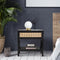 Casa Decor Tulum Rattan Bedside Table Drawers Table Nightstand Cabinet Black
