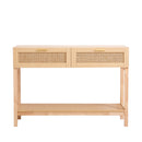 Casa Decor Santiago Rattan Console Table Entry Table Storage Hallway Wood Oak