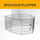 4Paws 8 Panel Playpen Puppy Exercise Fence Cage Enclosure Pets Black All Sizes - 24" - Black