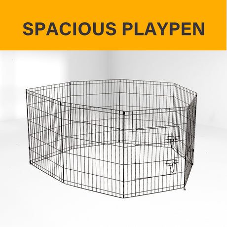 4Paws 8 Panel Playpen Puppy Exercise Fence Cage Enclosure Pets Black All Sizes - 36