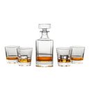 Novare Square Whiskey Decanter Bottle With 4 Whiskey Glasses Set