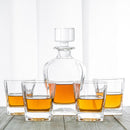 Novare Oval Whiskey Decanter Bottle With 4 Whiskey Glasses Set