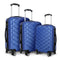 Milano Decor Luxury Travel Luggage Set 3 Piece ABS Hard Case Durable Lightweight - Blue