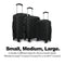 Milano Decor Luxury Travel Luggage Set 3 Piece ABS Hard Case Durable Lightweight - Black