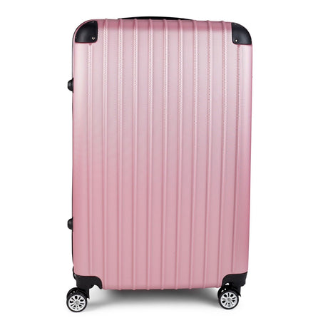 Milano Premium 3pc ABS Luggage Suitcase Luxury Hard Case Shockproof Travel Set - Rose Gold