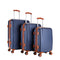 Milano Elite 3pc ABS Luggage Suitcase Luxury Hard Case Shockproof Travel Set - Navy Brown