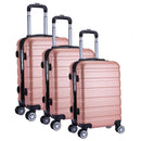 Milano XPander 3pc ABS Luggage Suitcase Luxury Hard Case Shockproof Travel Set - Rose Gold