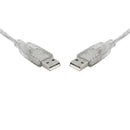 8WARE USB 2.0 Cable 2m A to A Male to Male Transparent