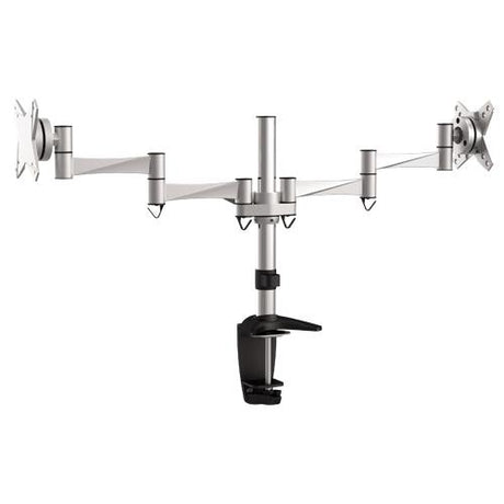Brateck Dual Monitor Elegant Aluminium w/Arm&Desk Clamp Silver VESA75/100mm Up to27