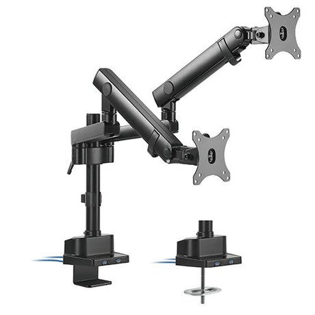 Brateck Dual Monitor Aluminum Slim Pole Held Mechanincal Spring Monitor Arm Fit Most 17