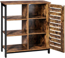 Storage Cabinet with 3 Shelves and a Cabinet with Door, Rustic Brown and Black