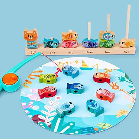 Wooden Magnetic Fishing Game Block for Kids