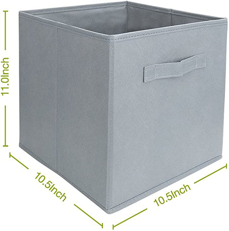 Pack of 6 Foldable Fabric Basket Bin Storage Cube for Nursery, Office and Home Decor (Grey)