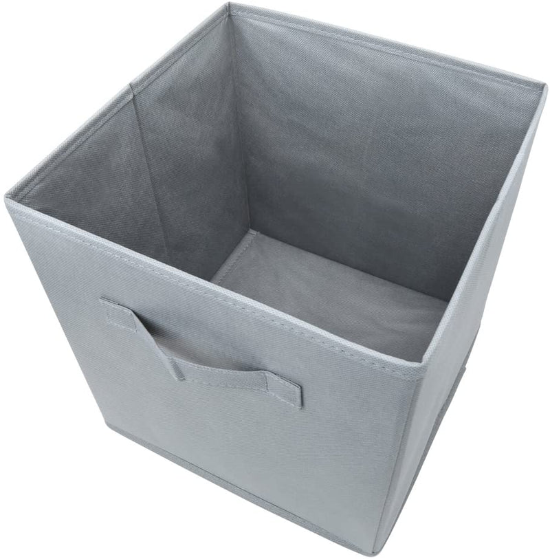 Pack of 6 Foldable Fabric Basket Bin Storage Cube for Nursery, Office and Home Decor (Grey)