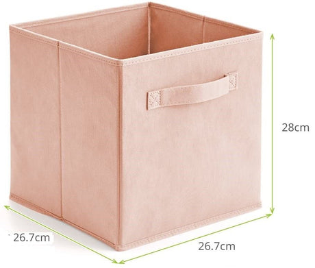 Pack of 6 Foldable Fabric Basket Bin Storage Cube for Nursery, Office and Home Decor (Pink)