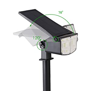 2 Pack 38 LEDs Solar Landscape Spotlights with 70° Adjustable Panel and IP65 Waterproof (White)