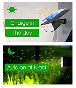 2 Pack 38 LEDs Solar Landscape Spotlights with 70° Adjustable Panel and IP65 Waterproof (White)