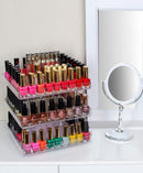 3 Tier 360 Rotating Display Rack Organizer Stand for Clear Nail Polish and Makeup Cosmetics with Acrylic Guard