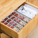 Set of 2 Fabric Drawer Organizer Divider Storage Boxes for Storing Socks, Underwear, Ties, Scarves (Grey)