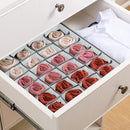 Set of 2 Fabric Drawer Organizer Divider Storage Boxes for Storing Socks, Underwear, Ties, Scarves (Grey)