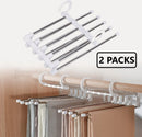 2 Pack Stainless Steel Adjustable 5 in 1 Pants Hangers Non-Slip Space Saving for Home Storage