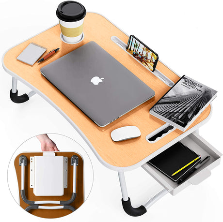 Laptop Bed Desk with Storage and foldable legs for Adults, Kids & Home Office