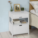 CARLA HOME White Bedside Table with 2 Drawers