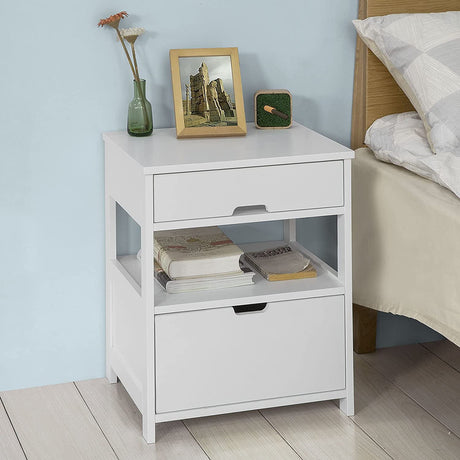 CARLA HOME White Bedside Table with 2 Drawers