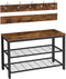 Industrial Design Entryway Shoe Rack with Coat Hooks Organizer (Brown)