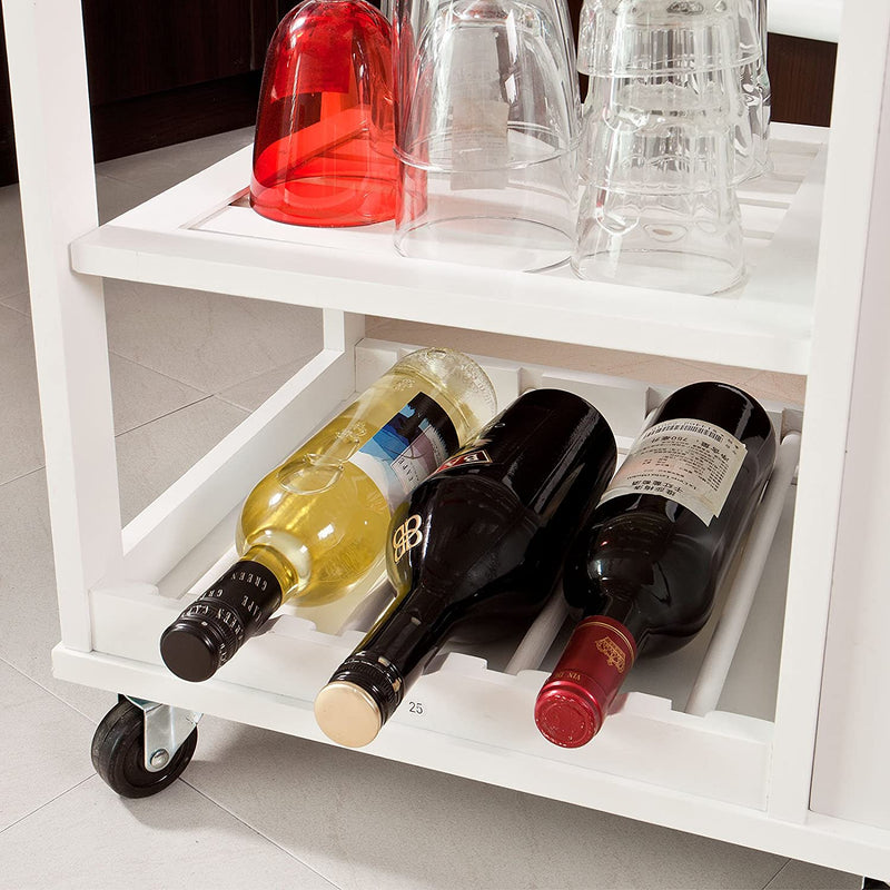 Kitchen Trolley with Wine Rack, Drawer and Shelf