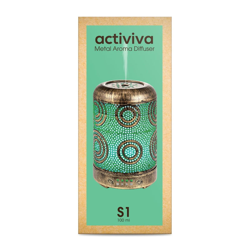 activiva 100ml Metal Essential Oil and Aroma Diffuser-Vintage Gold