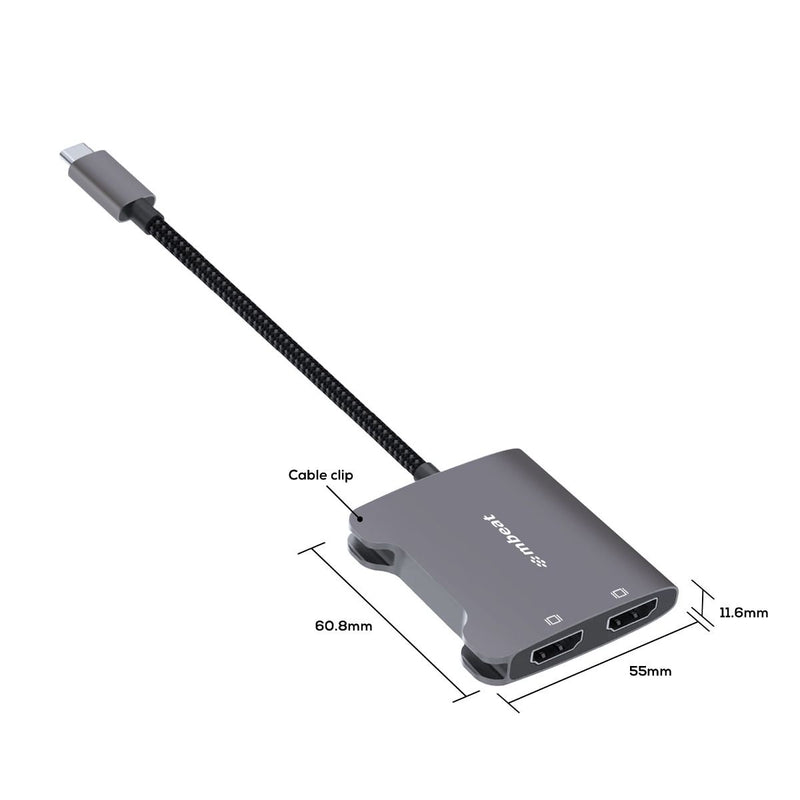 mbeat Tough Link USB-C to Dual 4K HDMI Adapter - Space Grey