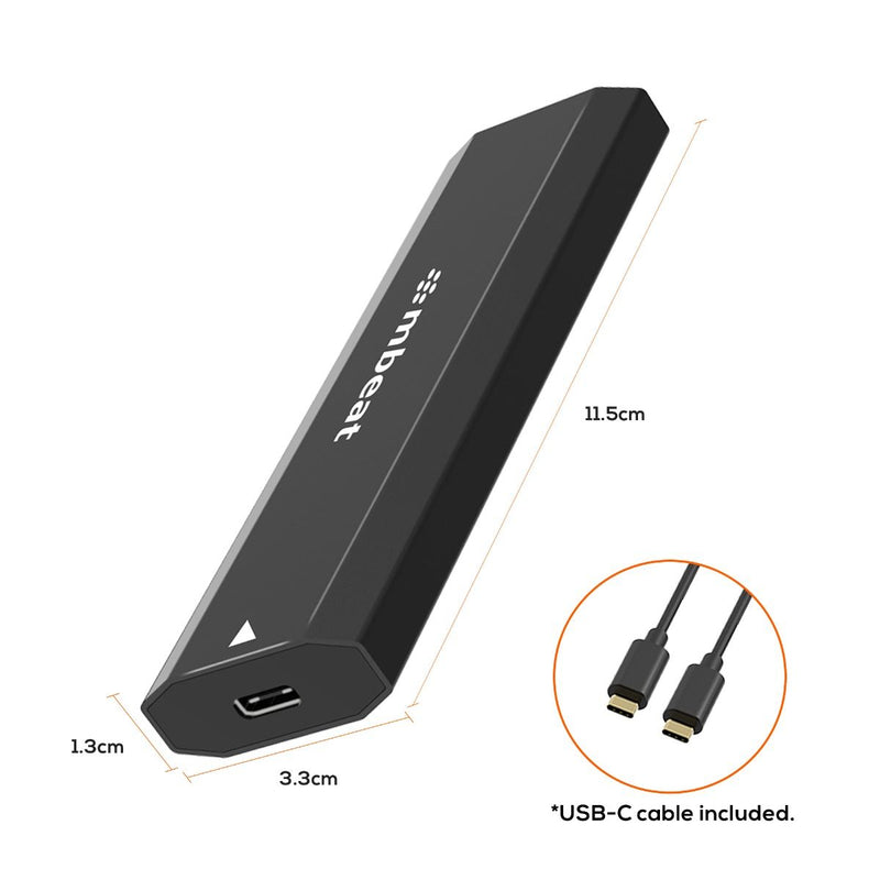 mbeat Elite USB-C to M.2 SSD Enclosure (M-Key, B+M Key) - Matte Black