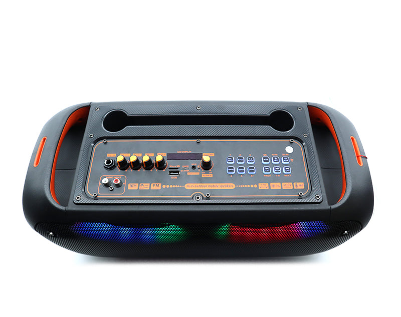 Precision Audio Dual 6.5" Portable Karaoke Bluetooth Party Speaker LED Lights Wired Microphone AO6605