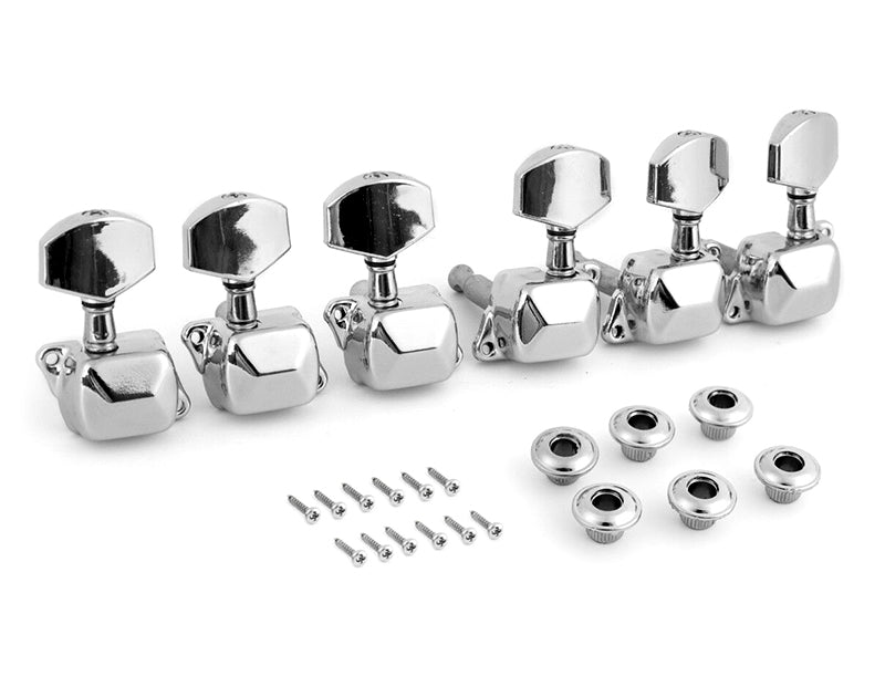 Tuning Pegs Semi-Closed Machine Heads for Acoustic Guitar Chrome 3L+3R Set 6pc K807