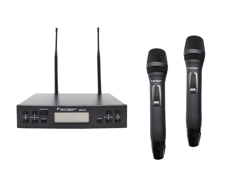 Twin Channel Professional Wireless Microphone System Dual XLR Out MIC24