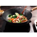 SOGA 2X 31cm Commercial Cast Iron Wok FryPan Fry Pan with Wooden Lid