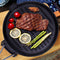 SOGA 2X 24cm Round Ribbed Cast Iron Steak Frying Grill Skillet Pan with Folding Wooden Handle
