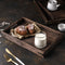 SOGA Small Walnut Brown Rectangle Wooden Tray Breakfast Dinner Serving Board Tea Set Holder Kitchen Home Decor