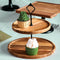 SOGA 15cm 2 Tier  Brown Round Wooden Acacia Dessert Tray Cake Snacks Cupcake Stand Buffet Serving Countertop Decor