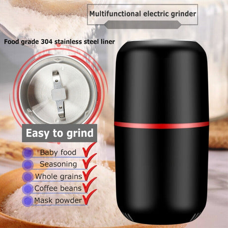 Electric Coffee Grinder Bean/Herbs/Spices/Nut Grinding Mill Portable Kitchen Black