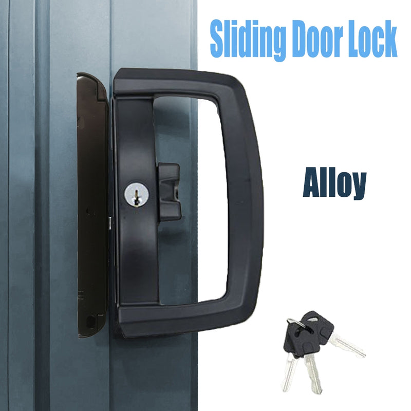 inside key only Sliding Patio Door Alloy Lock Set With 3 Keys Pull Handle Entrance Glass Door