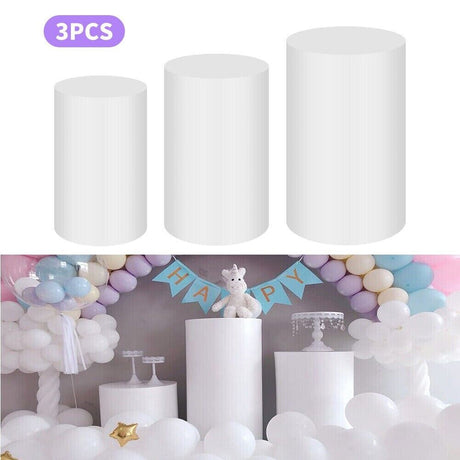 3pcs Round Plinth Cylinder Pedestal Stand Wedding Decor Cake Flower Display