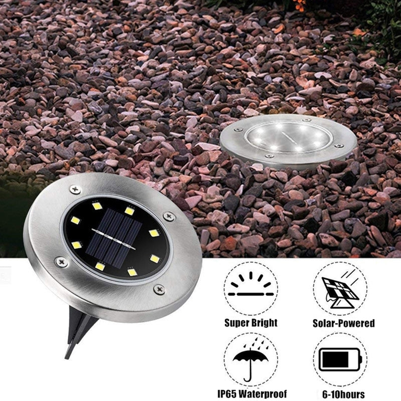 12Pcs Solar Powered LED Buried Inground Recessed Light Garden Outdoor Deck Path