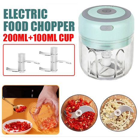 250ML Electric Garlic Food Chopper Vegetable Chopper Grinder Blender Crusher+100ML Cup