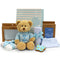 Newborn Baby Boy Gift with Plush Teddy 'It's a Boy!' 28cm, 100% Cotton Muslin Wrap, Cute Handmade Blue Gingerbread Butterfly Cookie, Newborn Nappies, Cotton Baby Bib, Face Washer & Singlet